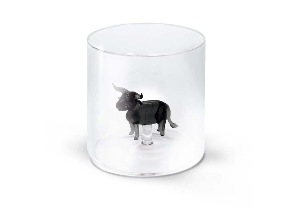 Wd Lifestyle - Bicchiere Vetro Borosilicato - Figura Toro - Colorato