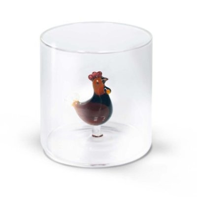 Wd Lifestyle - Bicchiere Borosilicato - Gallina - Vetro Colorato