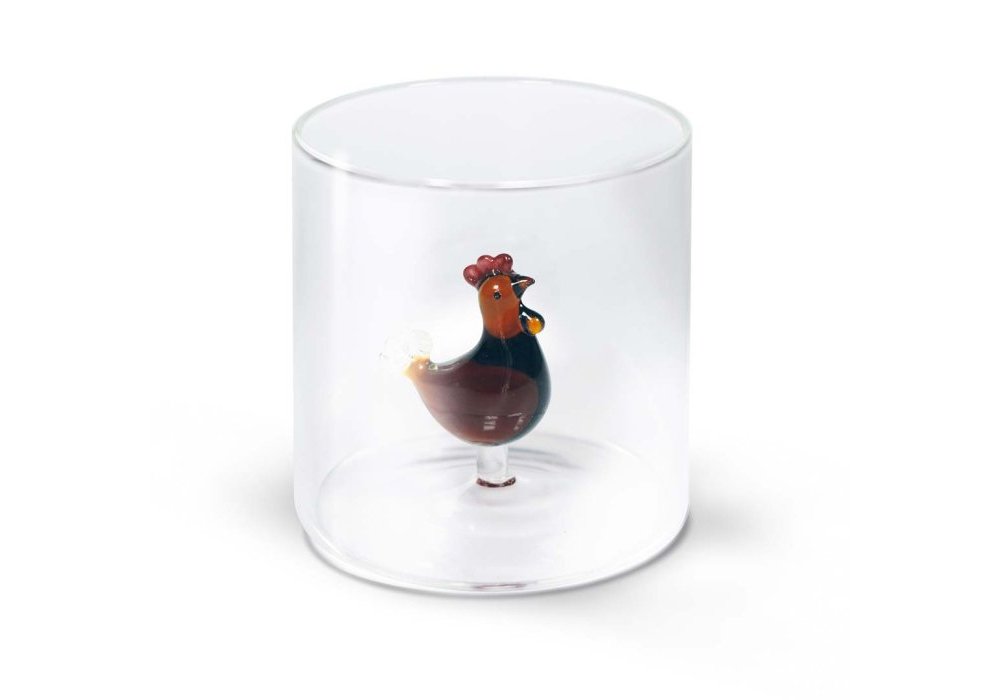 Wd Lifestyle - Bicchiere Borosilicato - Gallina - Vetro Colorato