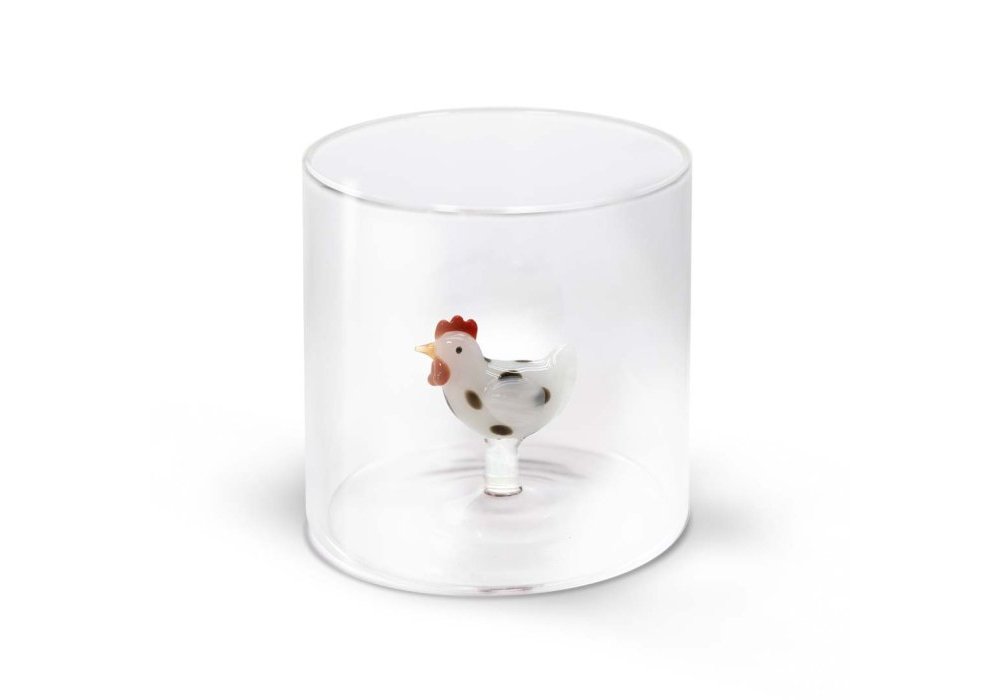Wd Lifestyle - Bicchiere Gallina Bianca - Vetro Borosilicato - Colorato