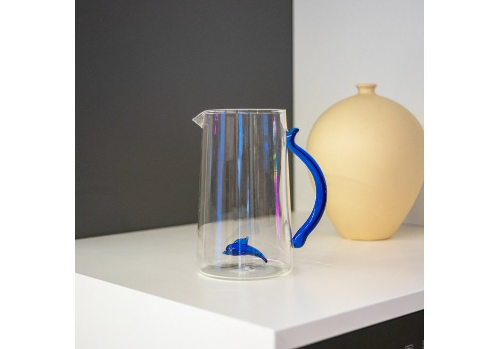 Wd Lifestyle - Caraffa In Vetro Borosilicato - 1.5L - Decoro Delfino