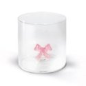 Wd Lifestyle - Bicchiere Vetro Borosilicato - Fiocco Rosa - Artigianale