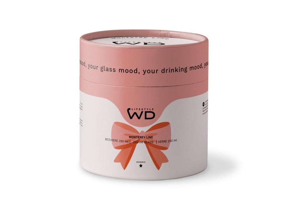 Wd Lifestyle - Bicchiere Vetro Borosilicato - Fiocco Rosa - Artigianale