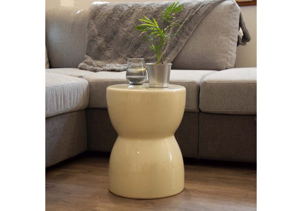 Wd Lifestyle - Sgabello Ceramica Lucida - Finitura Beige