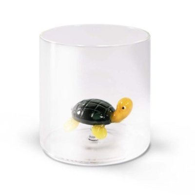 Wd Lifestyle - Bicchiere Borosilicato - Tartaruga - Vetro Colorato