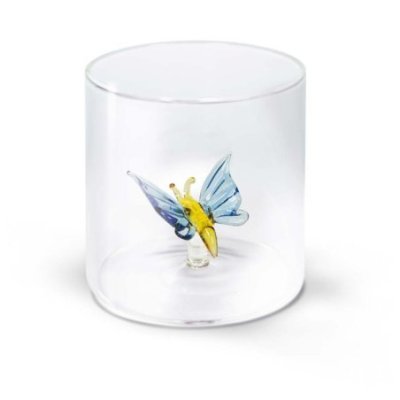 Wd Lifestyle - Bicchiere Farfalla - Vetro Borosilicato - Vetro Colorato