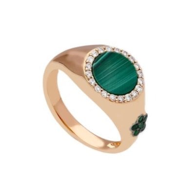 Songa Antonio - Anello Chevalier - Oro Rosa - Diamanti E Smeraldo