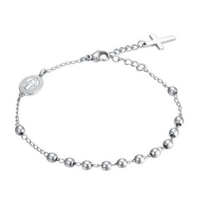 Luca Barra - Bracciale Rosario Uomo - Acciaio Nero - Sfere 4Mm