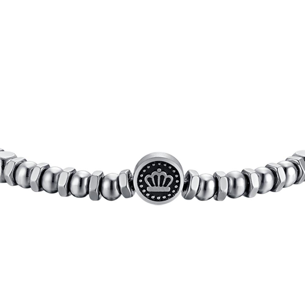 Luca Barra - Bracciale Uomo Acciaio - Corona - Smalto Nero