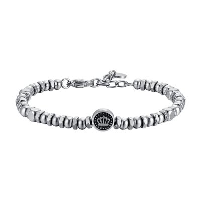 Luca Barra - Bracciale Uomo Acciaio - Corona - Smalto Nero