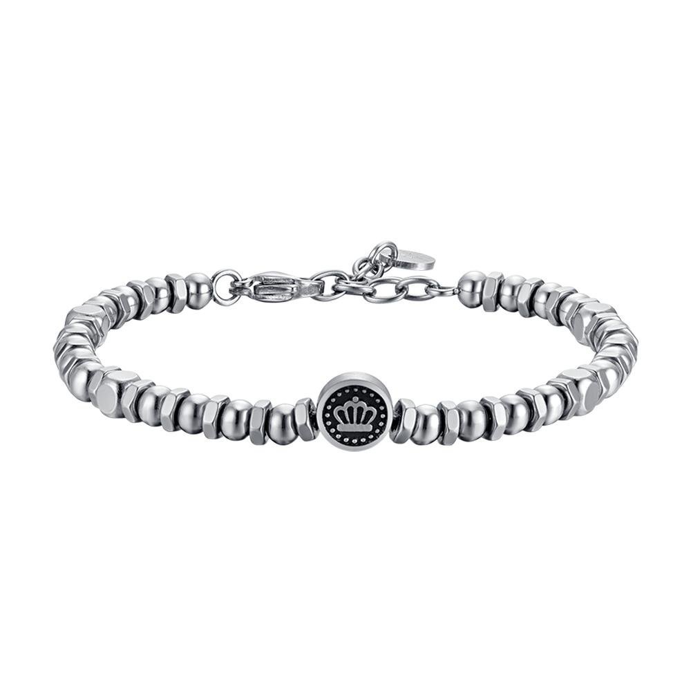Luca Barra - Bracciale Uomo Acciaio - Corona - Smalto Nero