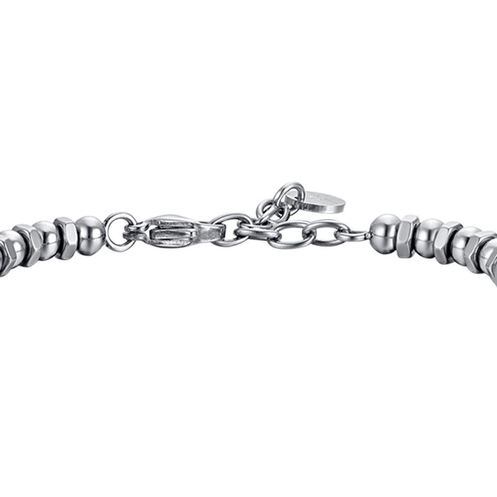Luca Barra - Bracciale Uomo Acciaio - Corona - Smalto Nero