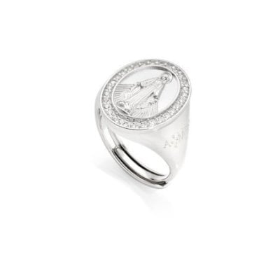 Amen - Anello Madonna Miracolosa - Argento - Zirconi Bianchi
