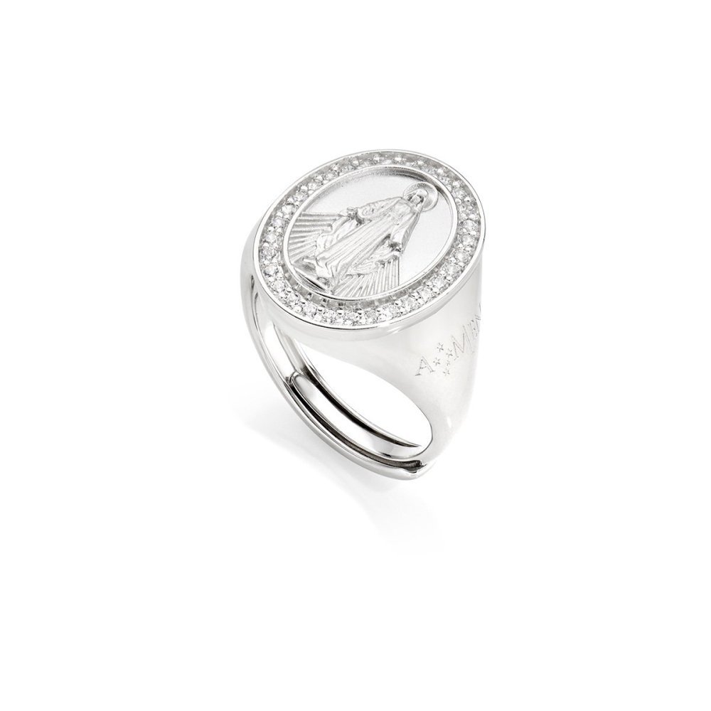 Amen - Anello Madonna Miracolosa - Argento - Zirconi Bianchi