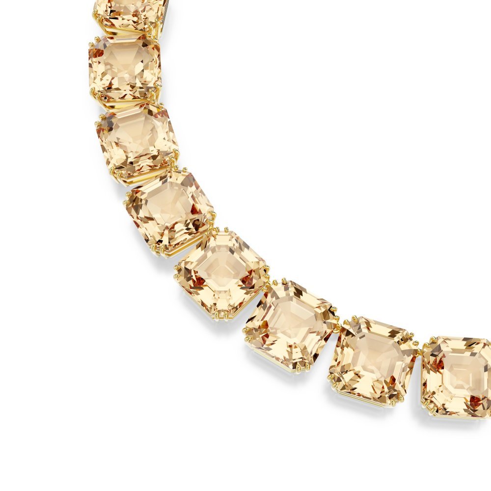 Swarovski - Collana Tennis Millenia - Cristalli Caramello - Placcato Oro