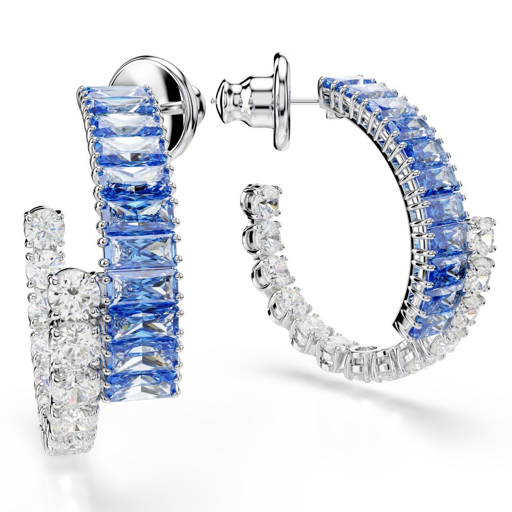 Swarovski - Orecchini Matrix - Zirconi Blu - Placcatura Rodio