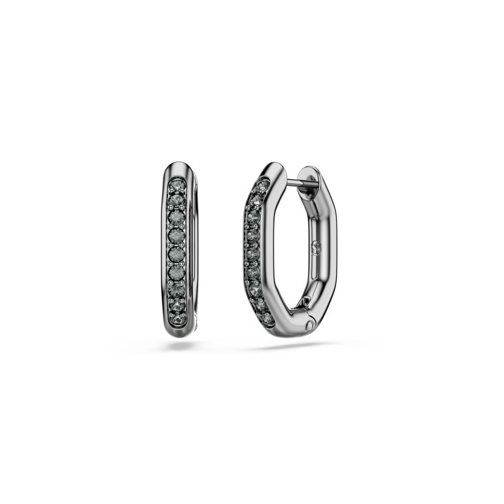 Swarovski - Orecchini Dextera Ottagonali - Cristalli Neri - Placcato Rutenio