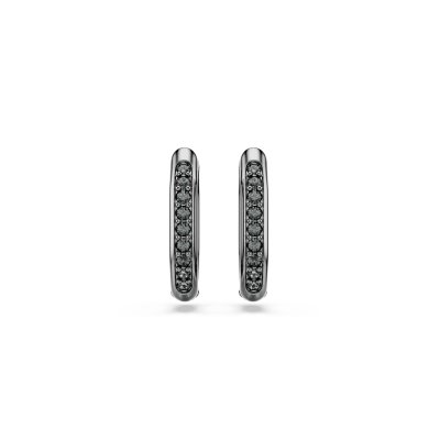 Swarovski - Orecchini Dextera Ottagonali - Cristalli Neri - Placcato Rutenio