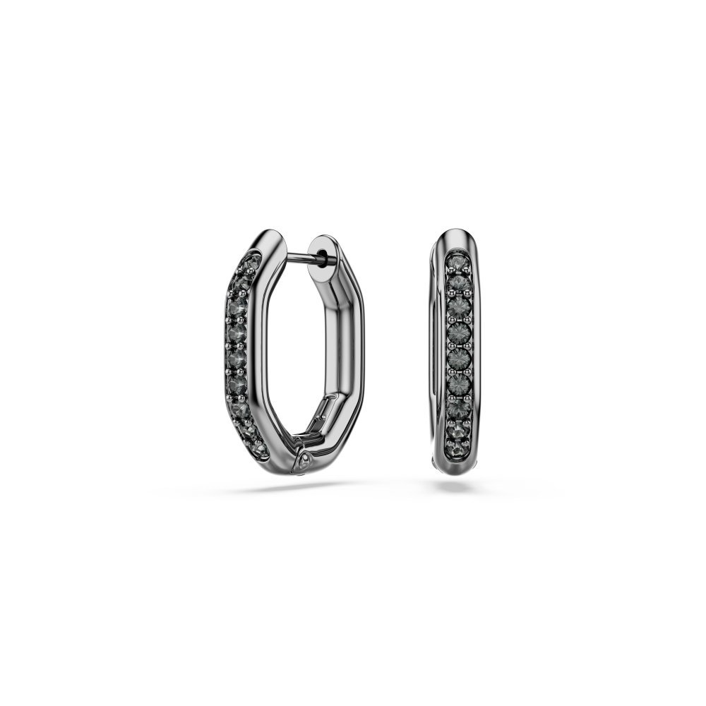 Swarovski - Orecchini Dextera Ottagonali - Cristalli Neri - Placcato Rutenio