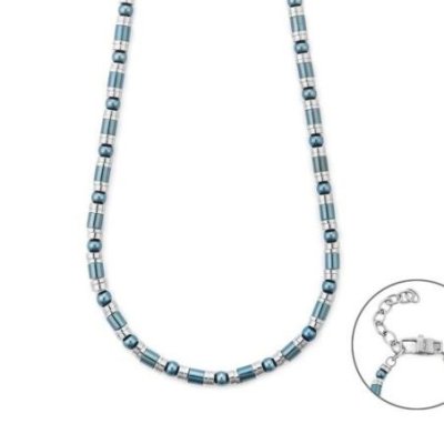 4Us Cesare Paciotti - Collana Tubetti - Acciaio - Pvd Blu