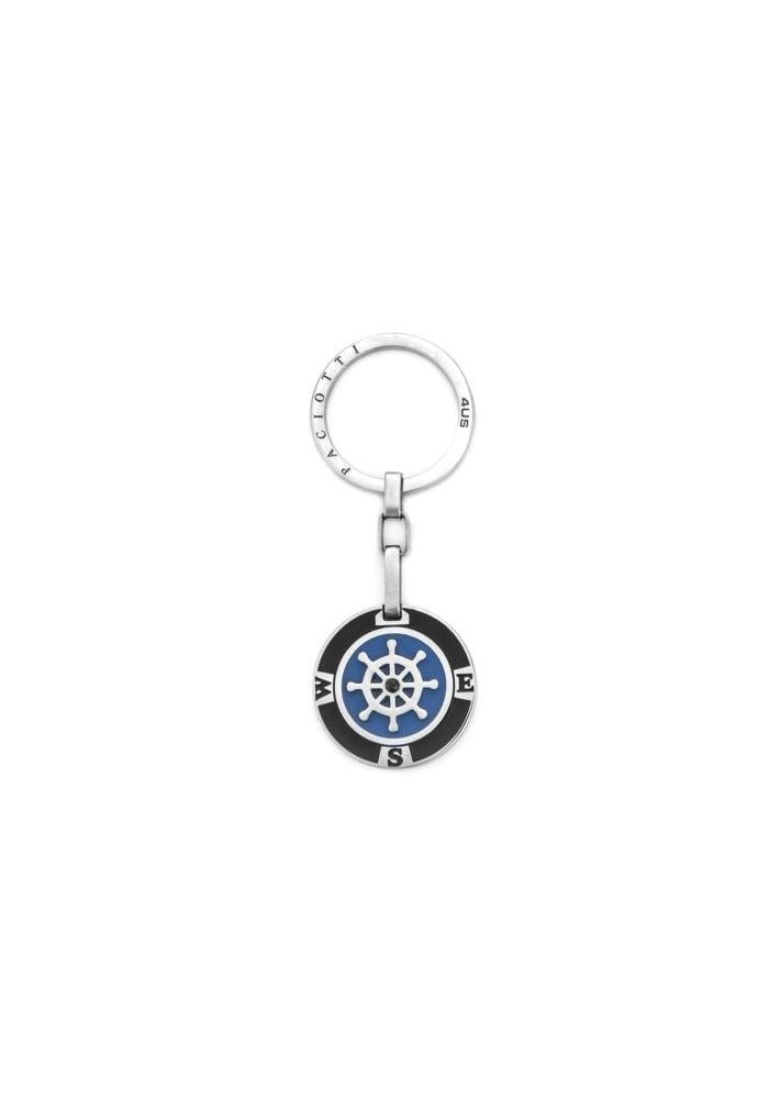 4Us Cesare Paciotti - Portachiavi Timone - Legno - Blu