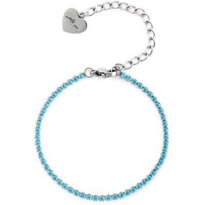 4Us Cesare Paciotti - Bracciale Tennis - Acciaio - Cristalli Azzurri