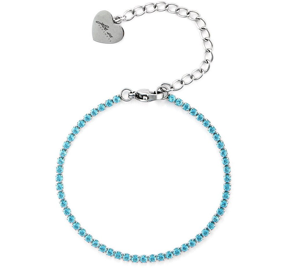 4Us Cesare Paciotti - Bracciale Tennis - Acciaio - Cristalli Azzurri