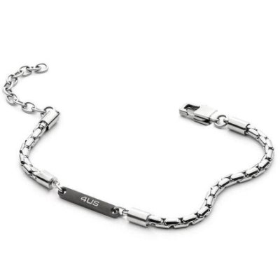 4Us Cesare Paciotti - Bracciale Catena Uomo - Acciaio - Inserto Nero