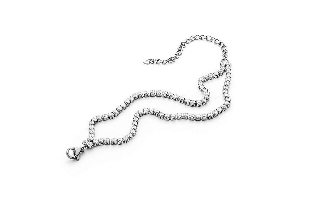 4Us Cesare Paciotti - Bracciale Tennis Doppio Filo - Zirconi Bianchi - Donna