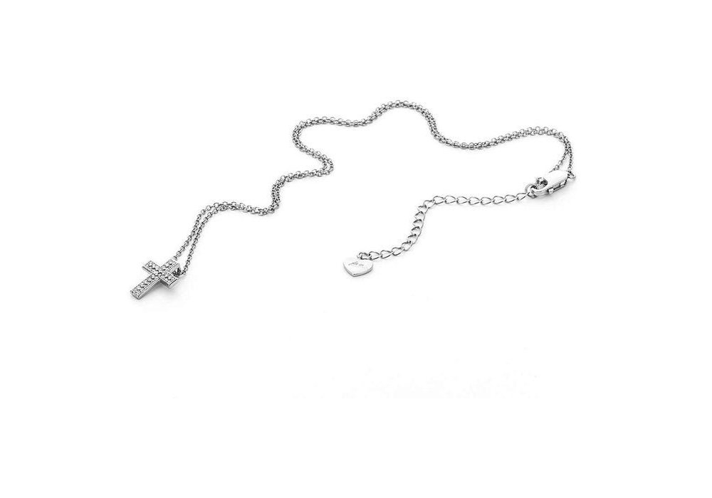 4Us Cesare Paciotti - Collana Croce - Argento 925 - Zirconi
