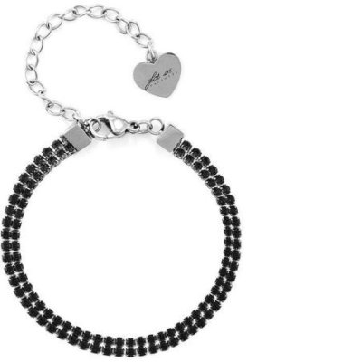4Us Cesare Paciotti - Bracciale Tennis Doppio Filo - Acciaio - Cristalli
