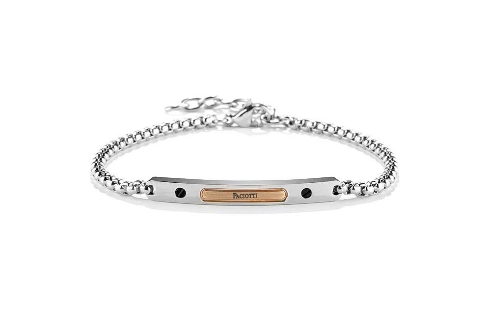 4Us Cesare Paciotti - Bracciale Uomo - Acciaio - Pvd Nero Rosè
