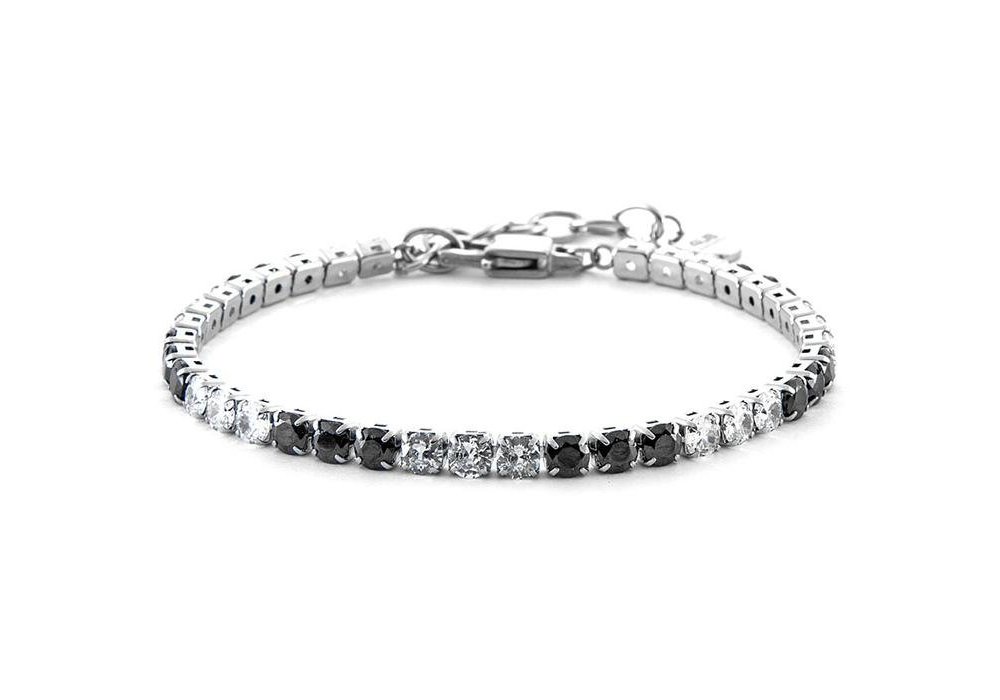 4Us Cesare Paciotti - Bracciale Tennis - Acciaio - Zirconi Neri