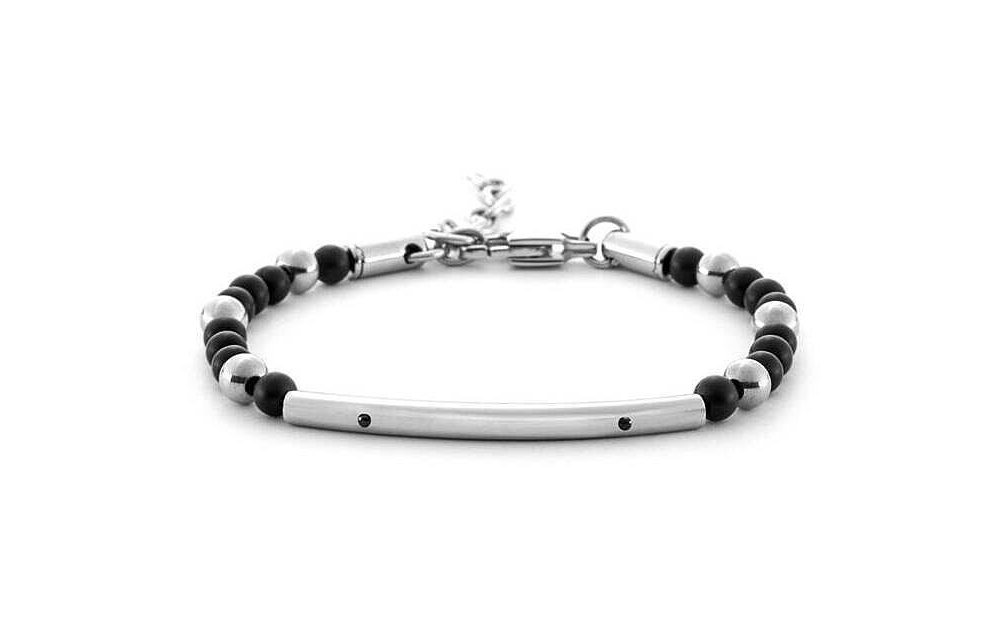 4Us Cesare Paciotti - Bracciale Sfere - Acciaio - Zirconi Neri