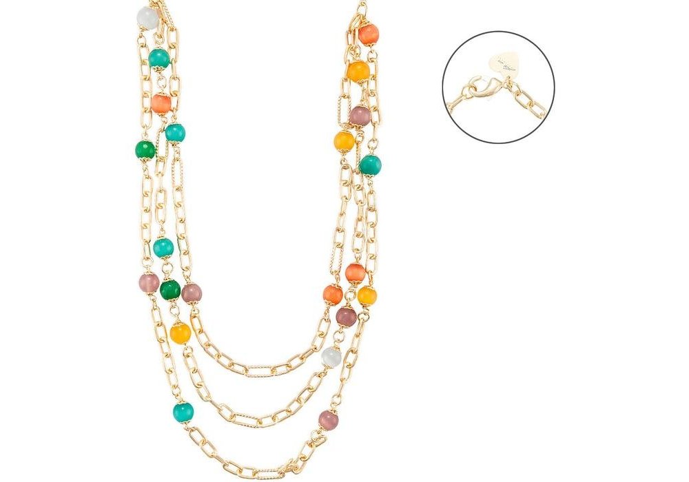 4Us Cesare Paciotti - Collana Occhio Di Gatto - Oro - Multicolor