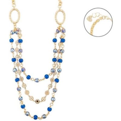 4Us Cesare Paciotti - Collana Multifilo - Cristallo Blu - Donna