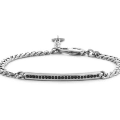 4Us Cesare Paciotti - Bracciale Acciaio - Zirconi Uomo Elegante