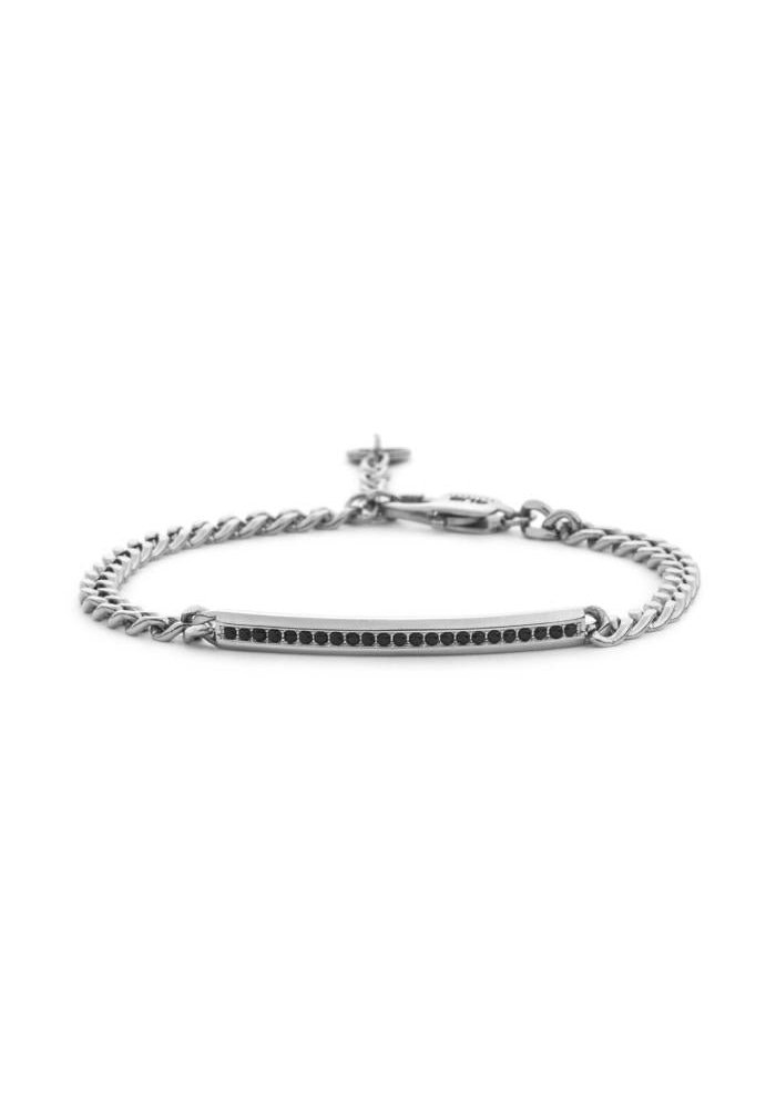 4Us Cesare Paciotti - Bracciale Acciaio - Zirconi Uomo Elegante