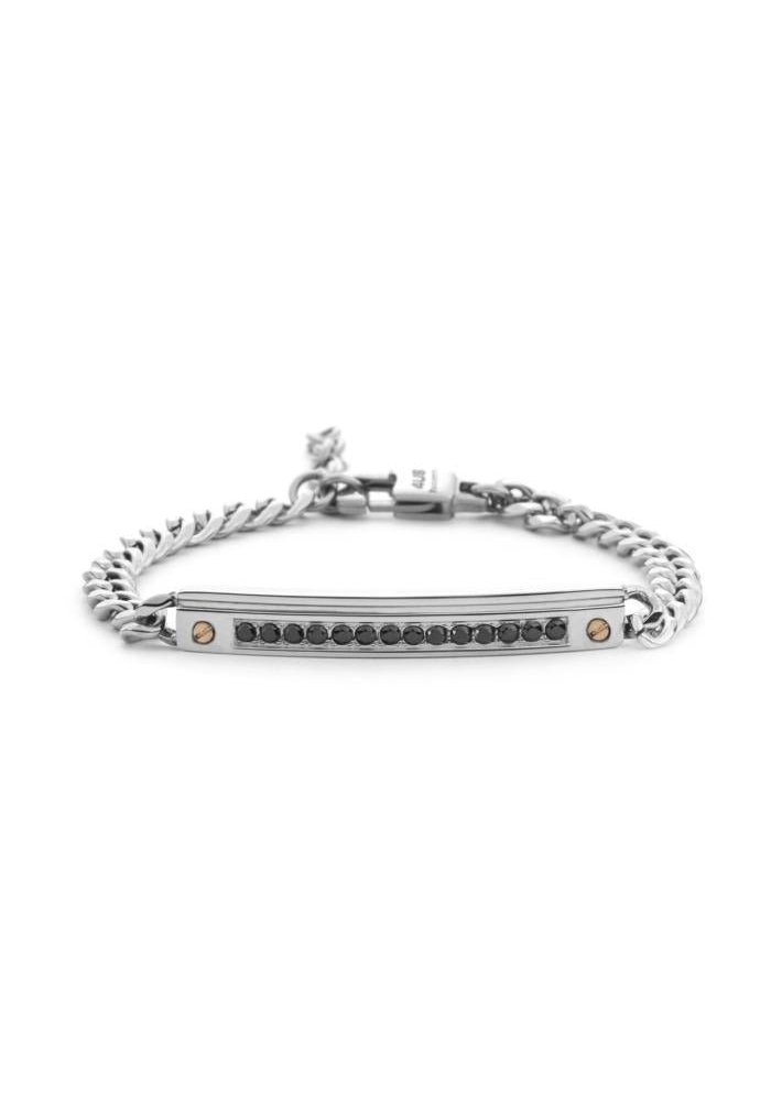 4Us Cesare Paciotti - Bracciale Acciaio - Zirconi Bianchi