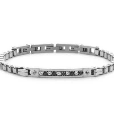 4Us Cesare Paciotti - Bracciale Acciaio - Zirconi Bianchi - Uomo