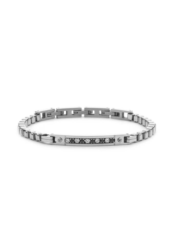 4Us Cesare Paciotti - Bracciale Acciaio - Zirconi Bianchi - Uomo
