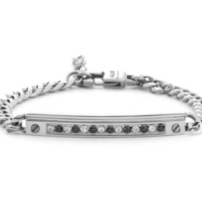 4Us Cesare Paciotti - Bracciale Acciaio - Zirconi Neri - Uomo