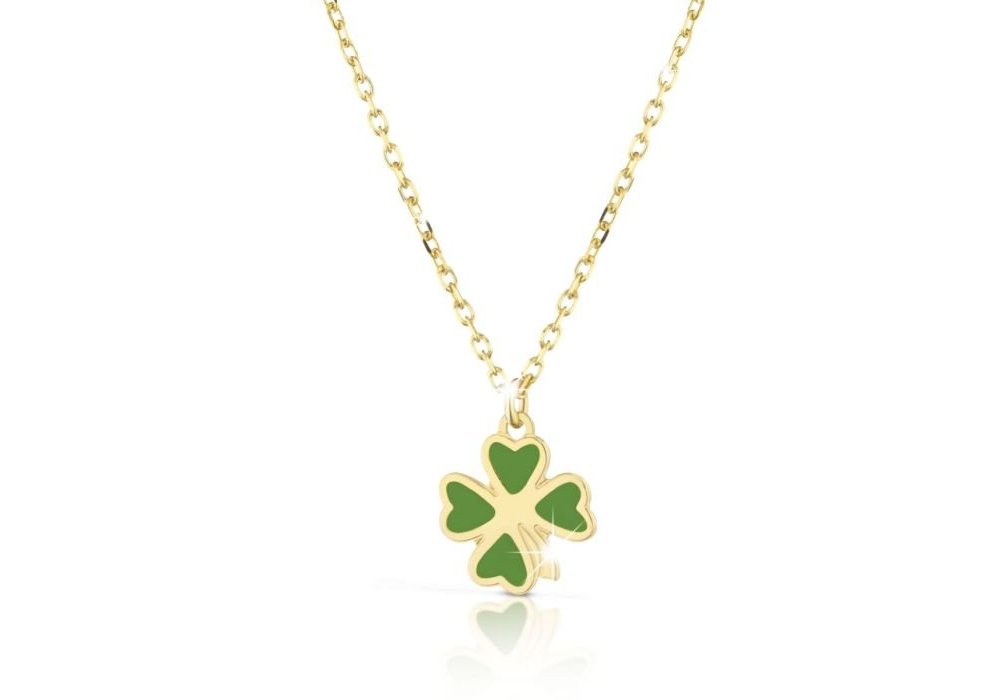 Le Bebé - Collana Fortuna Quadrifoglio - Oro Giallo - Smaltato