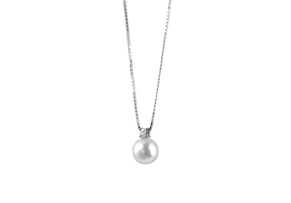 Damiani - Collana Le Perle - Oro Bianco - Diamante - Perla Bianca