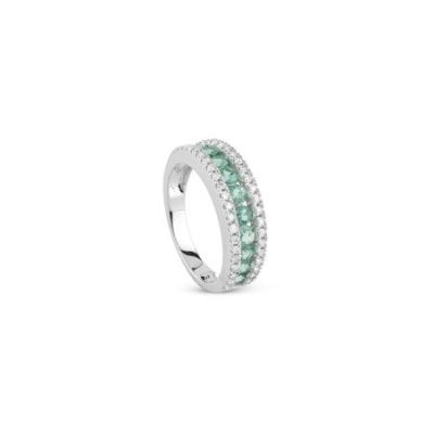 Salvini - Anello Classico - Oro Bianco - Diamante/Smeraldo
