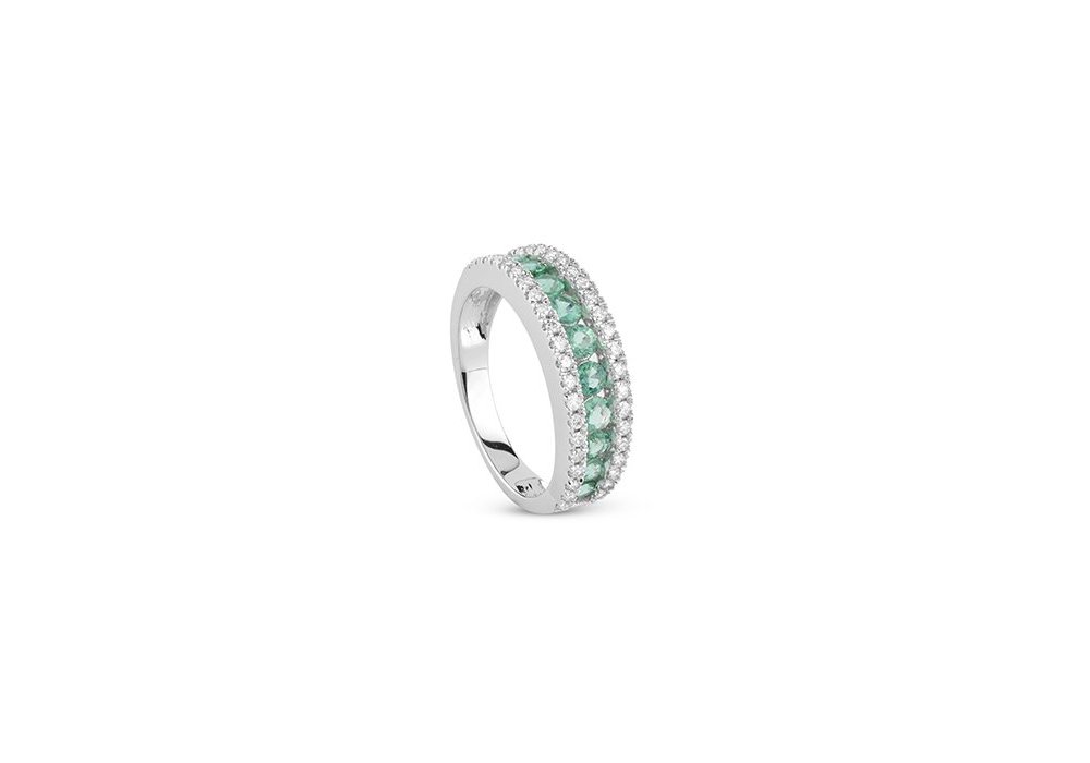 Salvini - Anello Classico - Oro Bianco - Diamante/Smeraldo