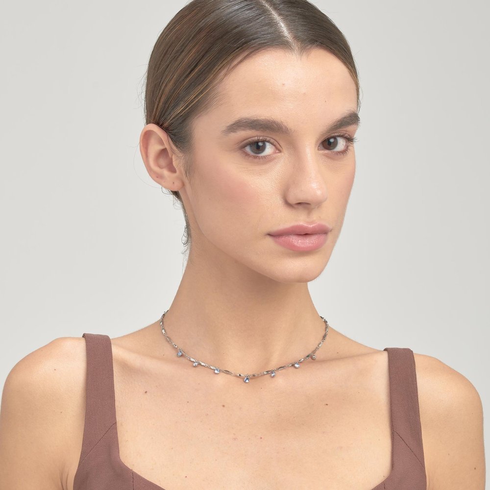 Brosway - Collana Symphonia - Acciaio - Cristalli Light Sapphire
