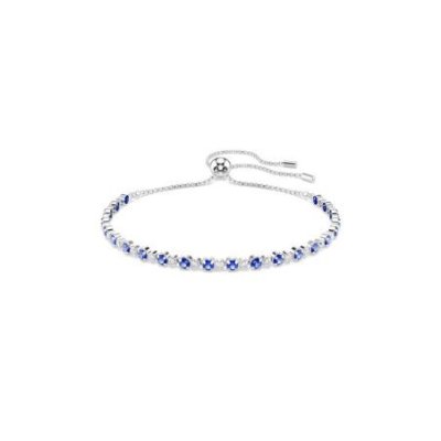Swarovski - Bracciale Tennis Matrix - Cristalli Blu - Placcatura Rodio