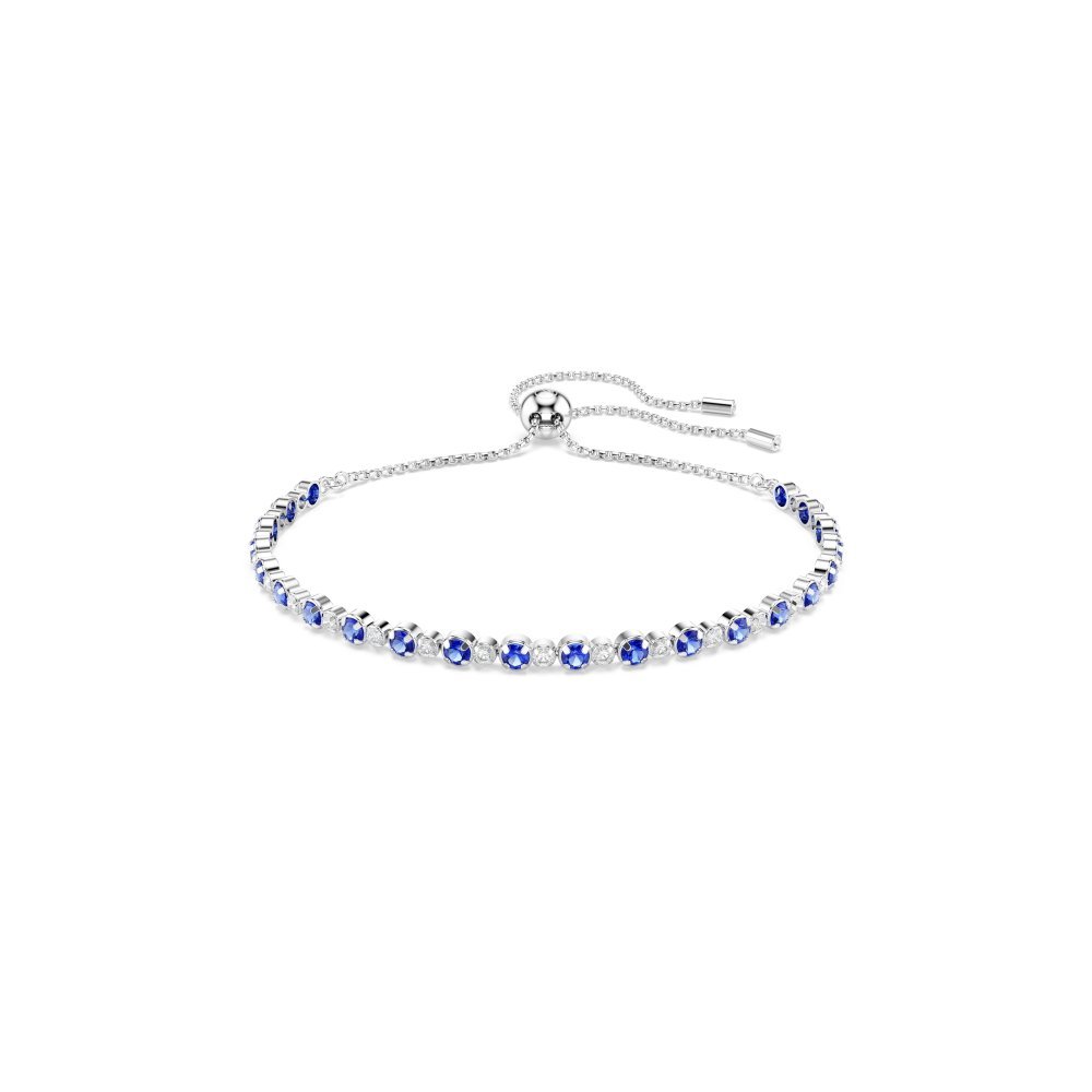 Swarovski - Bracciale Tennis Matrix - Cristalli Blu - Placcatura Rodio
