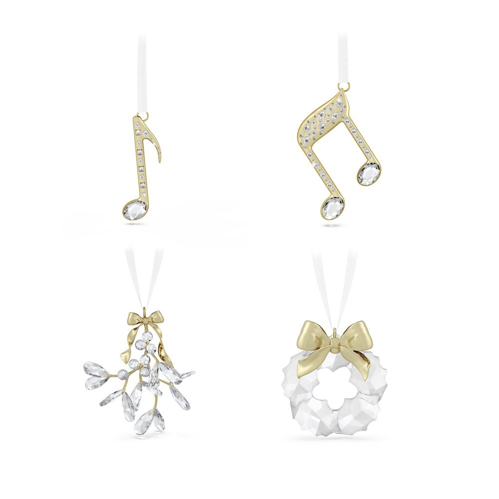 Swarovski - Decorazione Nota Musicale Doppia - Cristallo - Oro